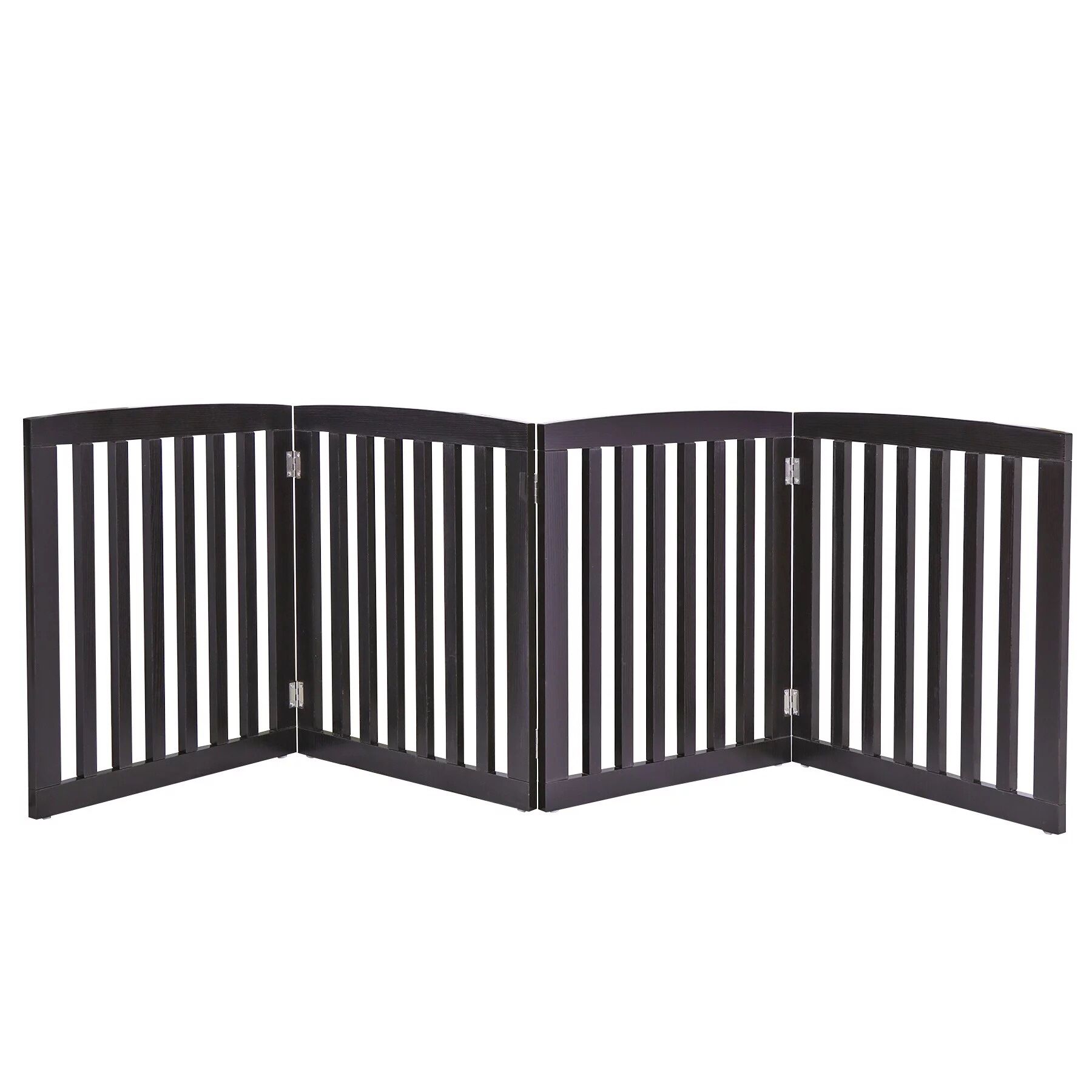 Foldable Pet Fence Home Entryway Doorway Indoor Dog Fence Pet Gate 4 Panels with Protector Feet MDF Brown