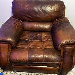 Full leather Over-Stuffed Chair With 14” Cushion 