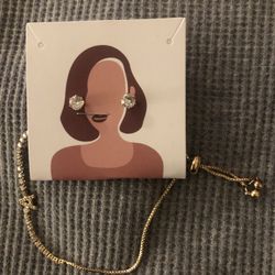 Letter A Bracelet And Earrings Set