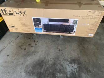 Black contemporary wood TV console entertainment system