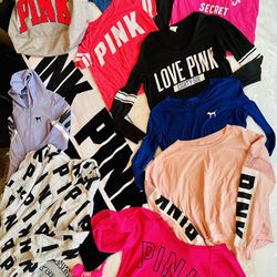 Lot Of Victoria Secret Pink Clothing Size Mediums And Thick Throw