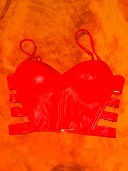 Red Leather Crop Top