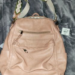 salmon pink soft leather backpack/ purse!