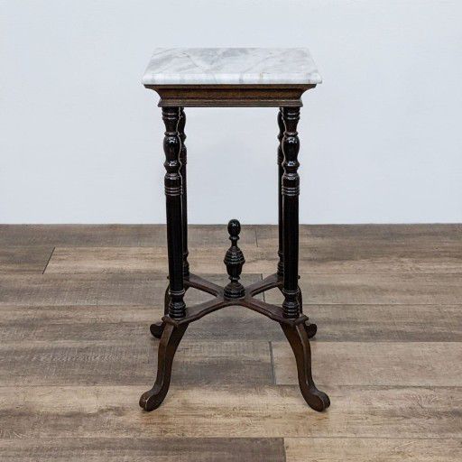 Vintage Marble Top Wooden Accent Table/Display Stand