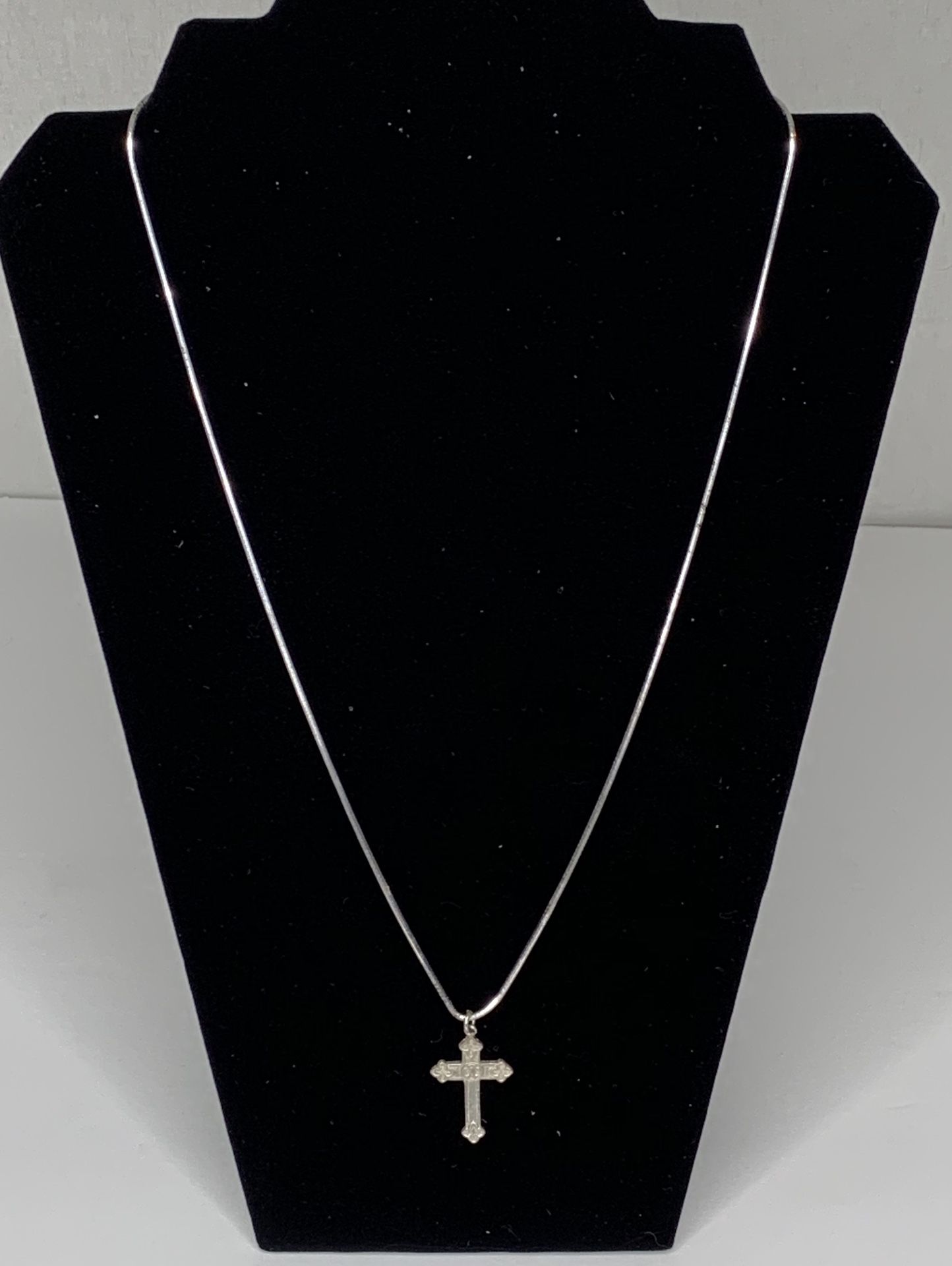 24 Inch 925 Sterling Silver Snake Chain w/Sterling Silver Cross Necklace