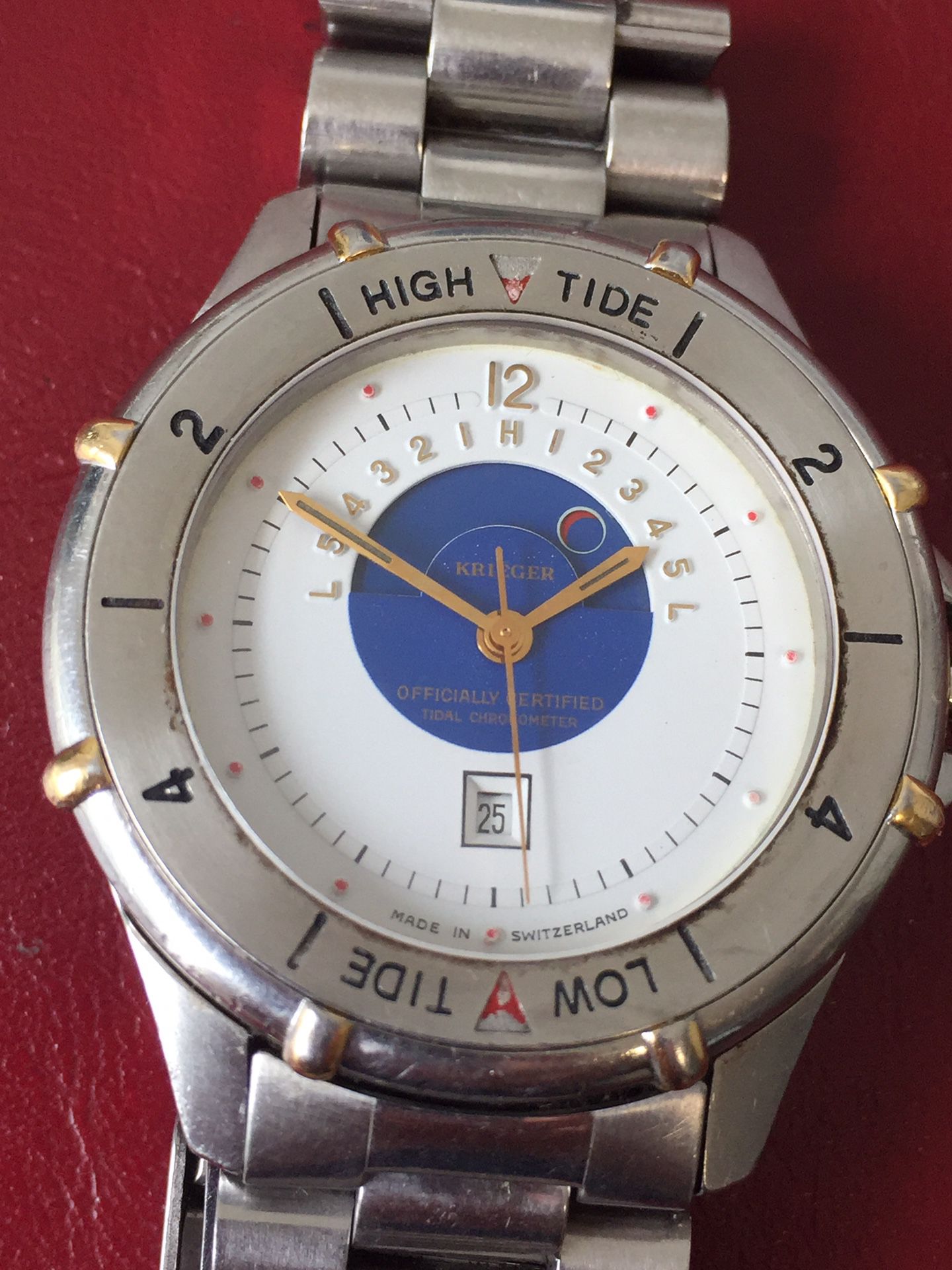 Krieger Officially Certified Tidal Chronometer Wrist Watch + Original Bracelet Running