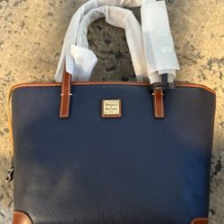Dooney & Bourke Blue and Tan Purse/Briefcase