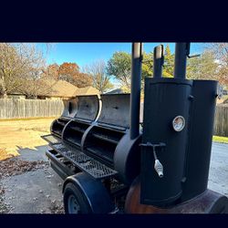 Custom BBQ Smoker Pit and Charcoal Grill Trailer 