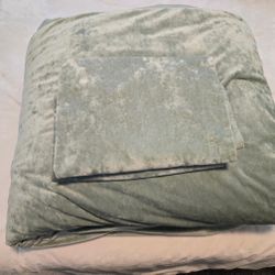 Queen Sage Green Velvet Comforter Set with Shams - $22 | Moving Sale!