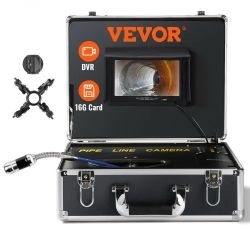 510*Sewer Camera, 165 ft/50 m, 7" Screen Pipeline Inspection Camera with DVR Function, Waterproof IP68 Camera, 12pcs Adjustable LED, with a 16 GB SD C