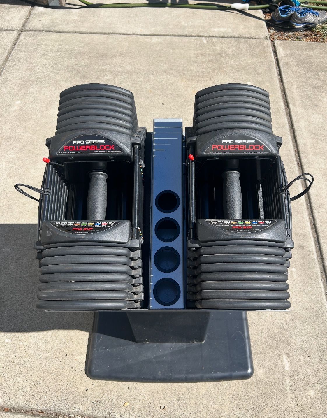 Adjustable PowerBlock Dumbbells 90 Pounds With Stand 