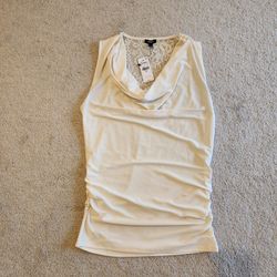 New Express ivory-colored cowl neck sleeveless top, size XS