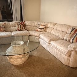 A Full Set Of Sofa For  Five Seaters Including Table And Cushions 