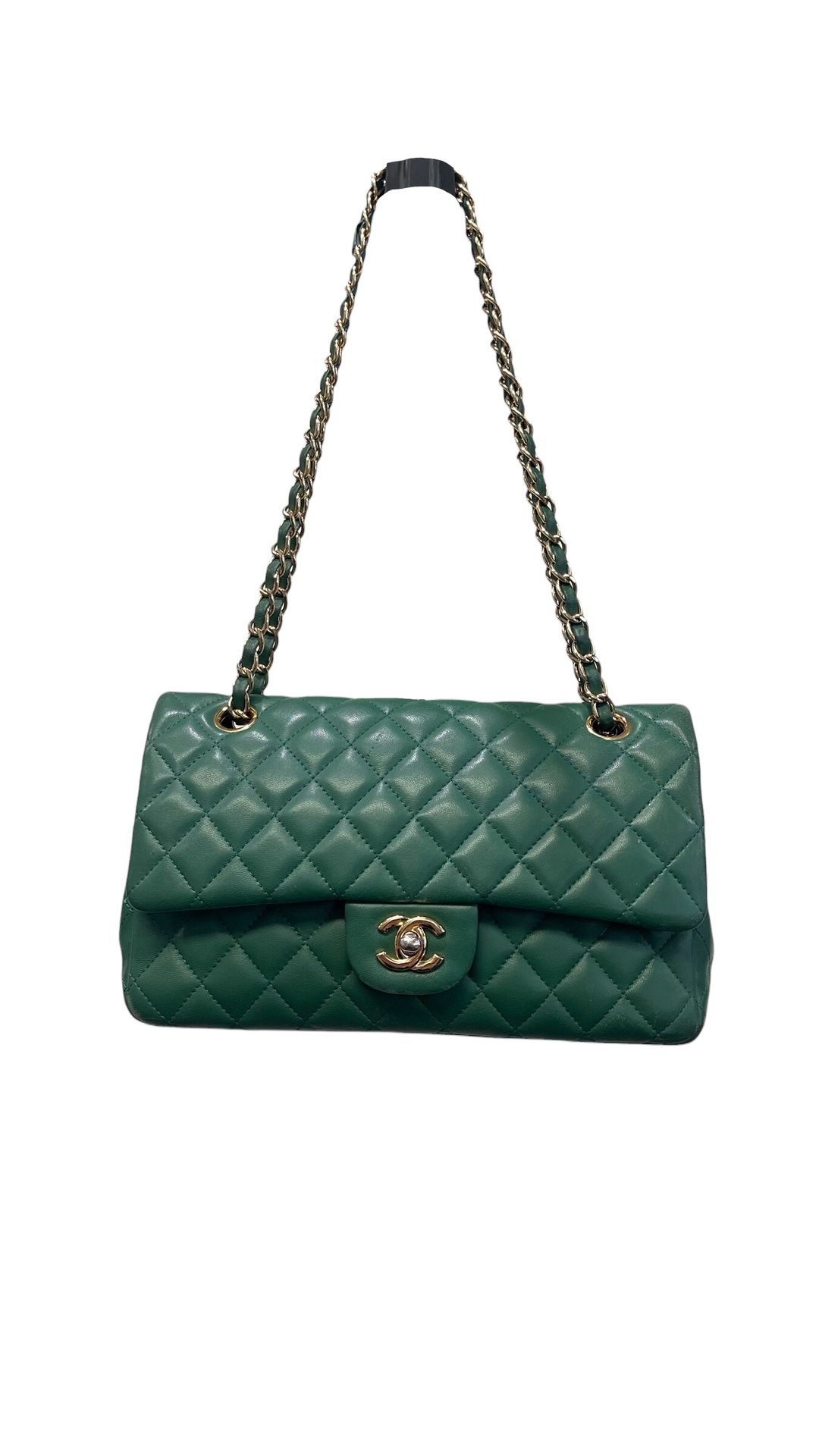 Chanel Medium Classic Lambskin Double Flap Green 41957-1