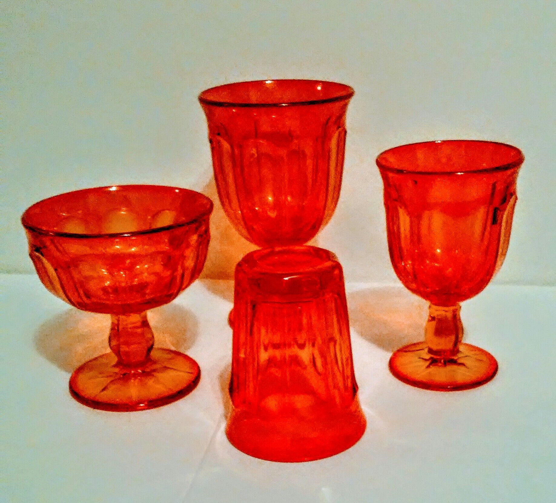 34 piece set of NORITAKE PROVINCIAL TANGERINE ORANGE VINTAGE GLASSWARE