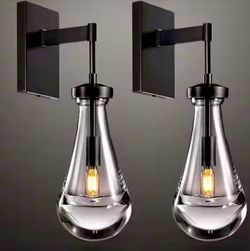 NEW. 7.9 in. Set of 2-Lights Black-2 Wall Sconce, Wall Mounted Light, Vanity Wall Lamp for Indoor