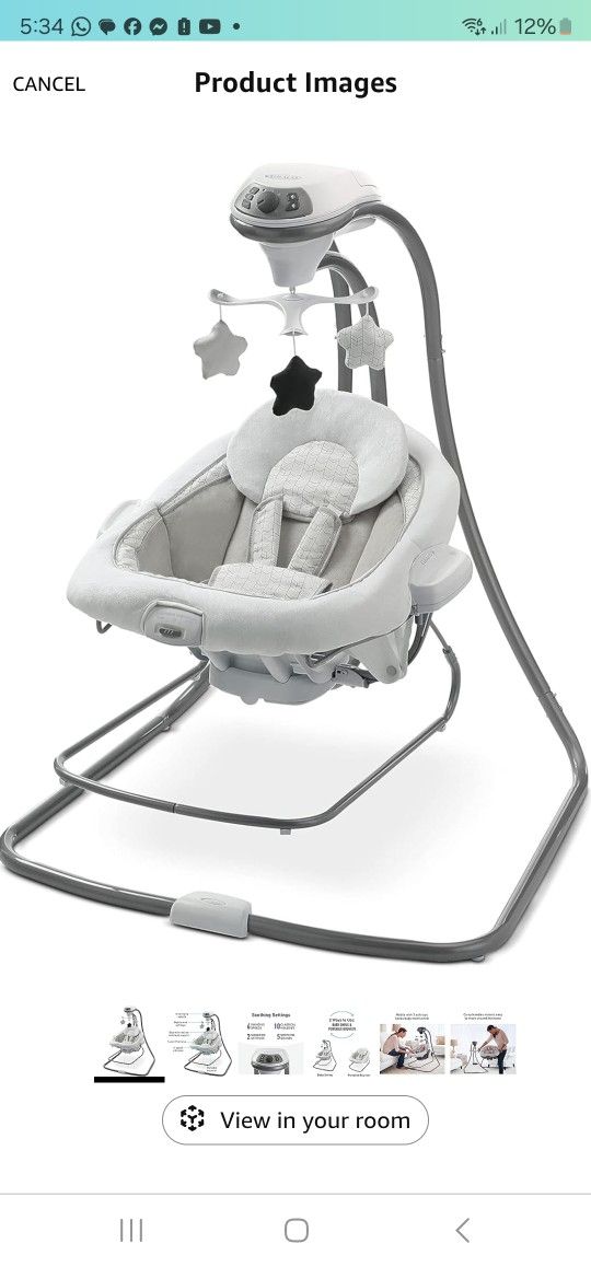 Graco DuetConnect LX Seat & Bouncer, Multi-Direction Seat, Multiple Swinging Speeds, Easily Portable, Redmond