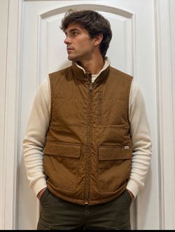 MEN'S FULL ZIP SHERPA LINED CANVAS VEST
