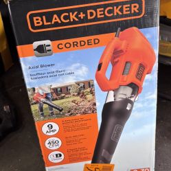 Black+Decker 9 AMP 140 MPH 450 CFM Corded Electric Handheld Axial Leaf Blower 
