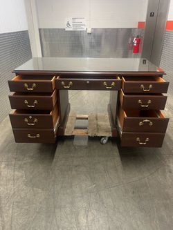Desk, with glass top cover.