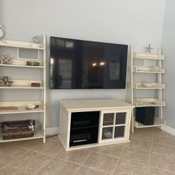 Pottery Barn Ladder shelves and media center 