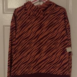 Brand New Burgundy/Coral Sweatshirt With Hoodie Size 2X