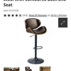 Bellatier Adjustable Height Bar Stool with Contoured Back and Seat