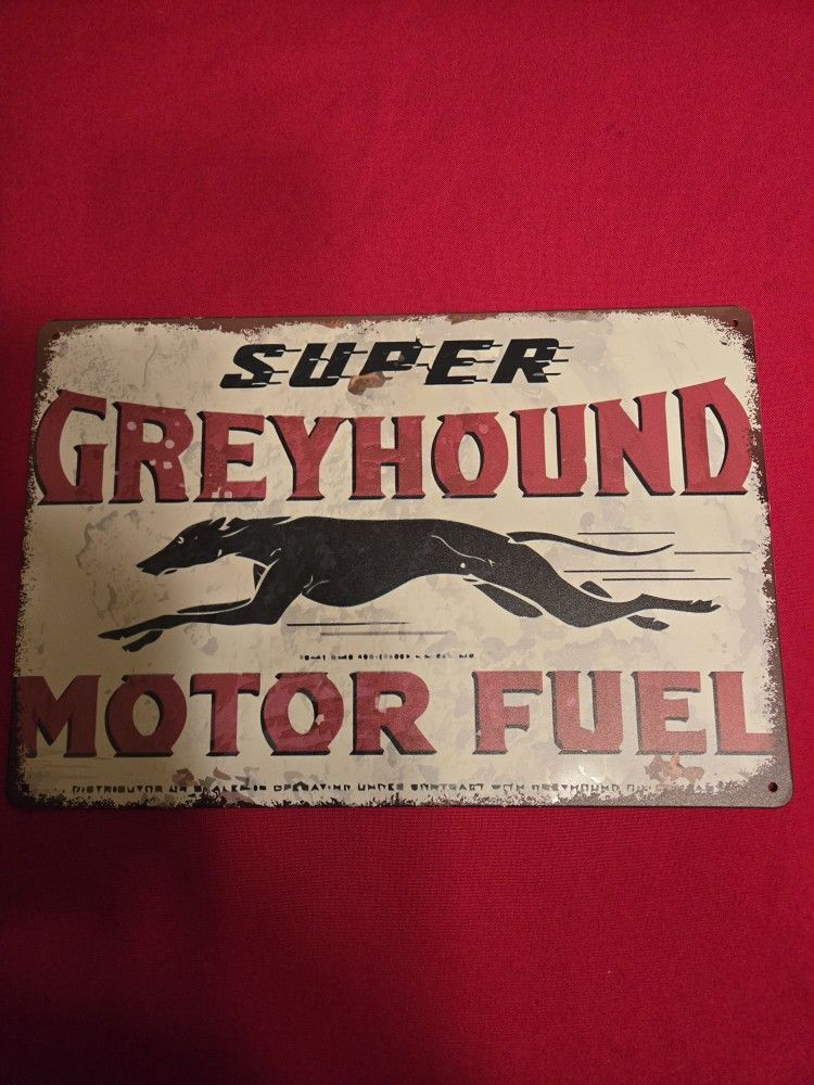 11 3/4" By 7 7/8" Retro Grey Hound Sign