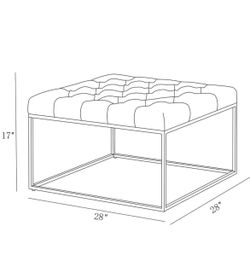 Trubeck tufted faux leather metal base cocktail ottoman by