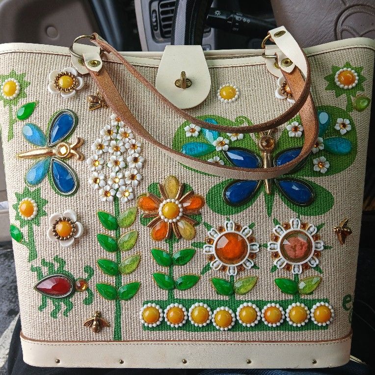 Vintage Retro Purse purses Handbag Hand Bag 1960s Mid Century Modern Jeweled