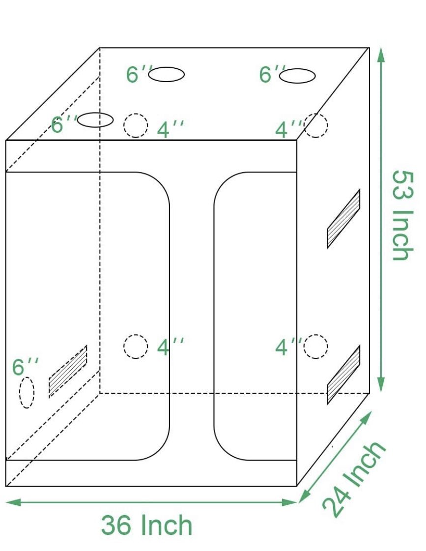 Hydroponic Grow Tent, 36 x 24 x 53 inch with View Window, for Indoor Plant Growing