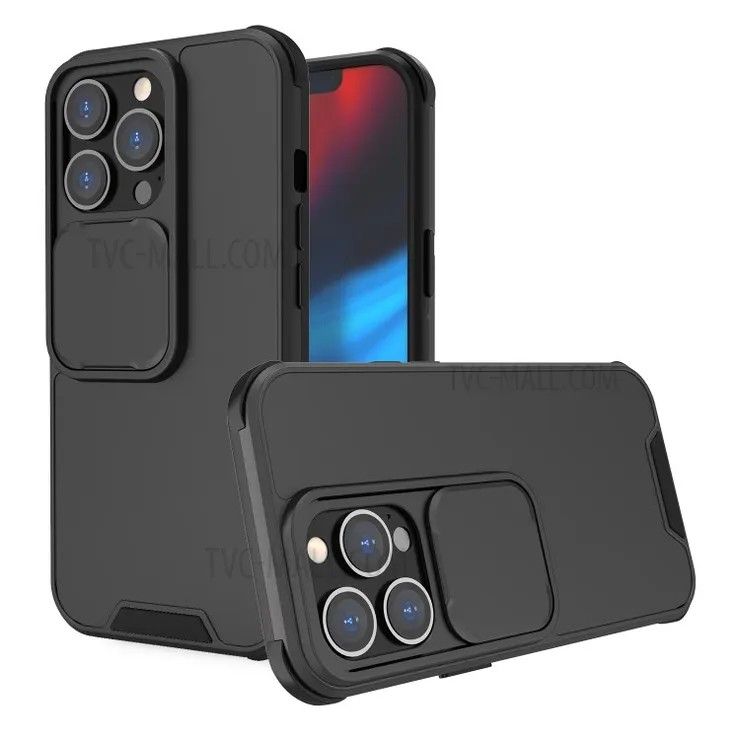 PC + TPU Hybrid Back Case with Movable Slider Camera Lens Protection Cover for iPhone 13 6.1 inch Multiple Colors Available!!