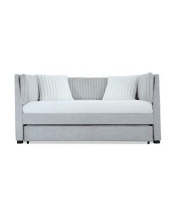 Sofia Full Gray Upholstered Daybed with Twin Trundle