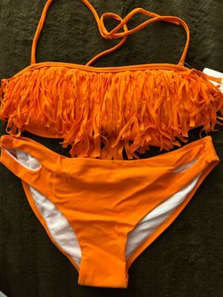 Orange fringe bikini