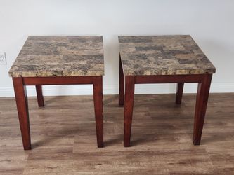 Faux marble side tables