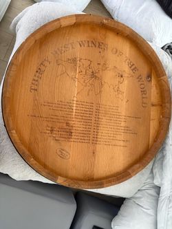 ottoman tray Solid Oak Wine Barrel Top: ottoman tray