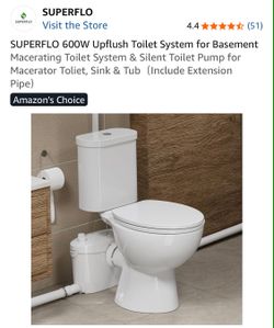 New SUPERFLO 600W Upflush Macerating Toilet System