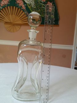Vintage 1960s Holmegaard Scandinavian Kluk Pinch Crystal Decanter