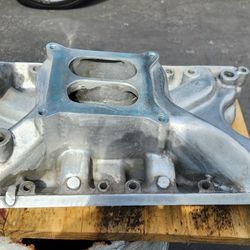 VERY RARE SMALL BLOCK FORD ALUMINUM HIGHRISE DUELPLANE MANIFOLD IN GOOD WORKING CONDITION BOLT AND GO 