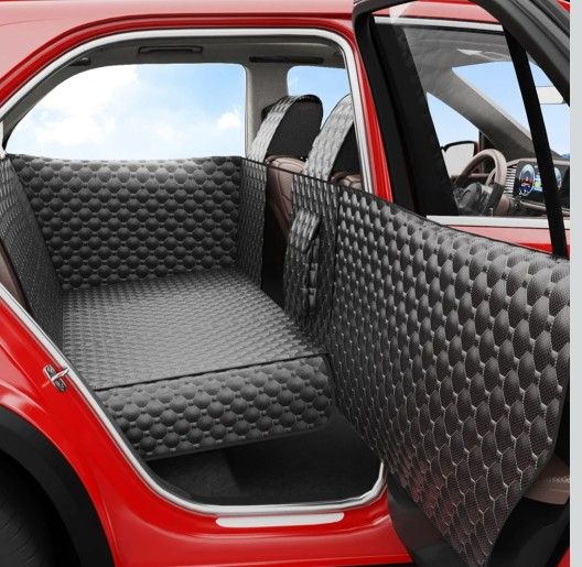 Dog Car Seat Cover for Back Seat, Waterproof Back Seat Extender for Dogs with Door & Headrest Protector, Hard Bottom Hammock Holds 420lbs, Non-Slip Pe