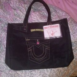 True Religion Horseshoe Tote Black Medium Sized Bag New 