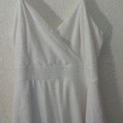 White Cotton Dress With Sewn In Shorts