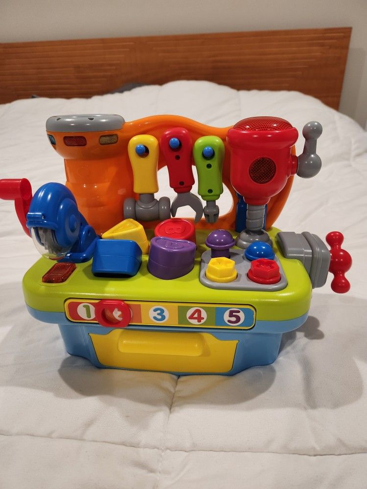 Musical Toddler Tool Bench, Educational Toy with Sound Lights Effect, Shape Sorter