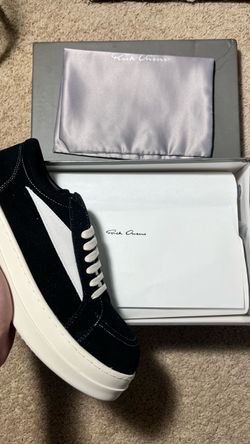 Rick Owens Black Suede Low-Top Sneakers