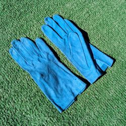 VTG Ladies Grandoe Aqua Marine 3PIN-HOLES Soapable Leather Petite Sz6 Gloves GUC