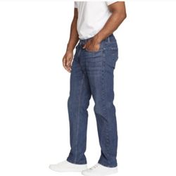 Eddie Bauer Men’s Straight Fit Two-Way Stretch Jeans,  Blue, 34x34