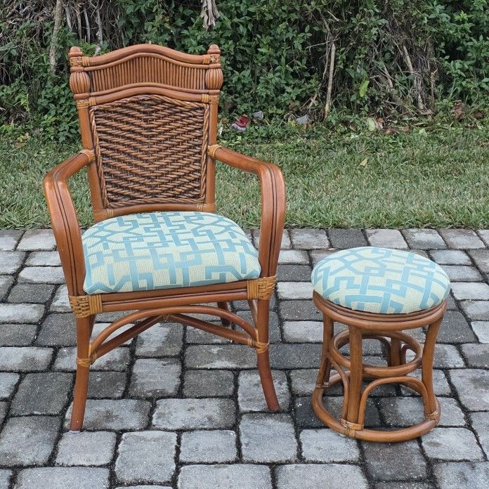 Palm Springs Rattan & Garden Classics Chair and Footstool Set
