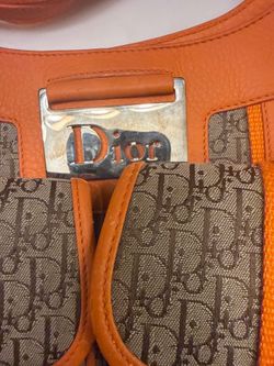 Christian Dior Monogram Shoulder Bag – Orange Trim Designer Handbag – Excellent Condition