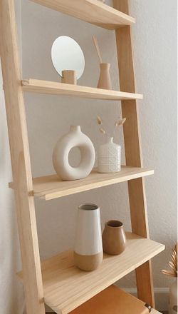 Custom Natural Wood 5-Tier Ladder Shelf