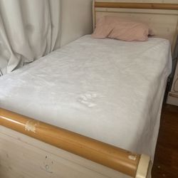 $125 For Entire Set: XL TWIN BED, CHEST, MIRROR AND DRESSER